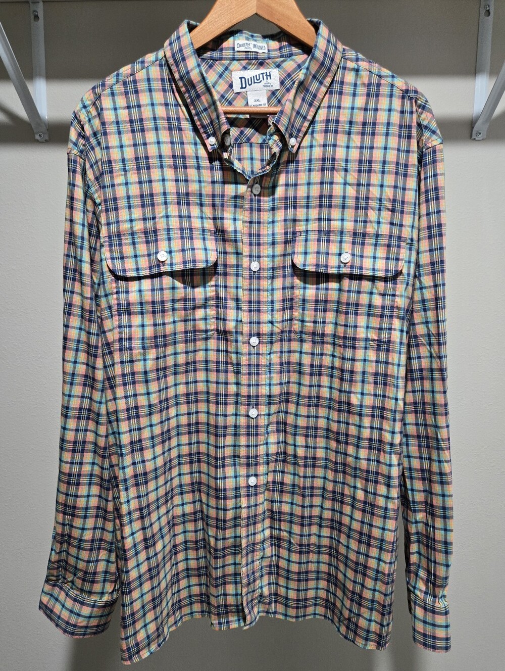 Duluth Trading Co Untucked Mens Size 2XL Plaid Button-Down Shirt Multicolor